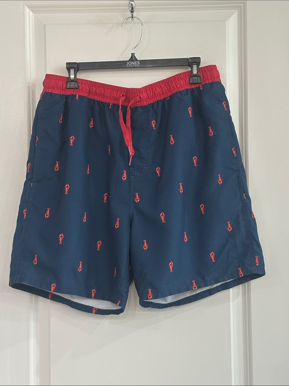 Old Navy Navy Swim Trunks with Red Waistband and Lobster Motif